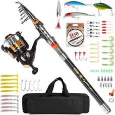AMEEDA Allround Angelrute 1.8-3.6m Teleskopas Angelrute Combo Und Reel Full Kit Spining Angelrolle Gang Pole Set Angelschnur Köder Haken Jigkopf Einsteiger (Dydis : 3.6m, Spalva : Juoda)