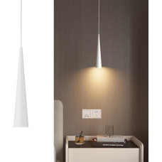 K-Brighgt Pendant Light Cone-Shaped, LED Pendant Lamp with 5 W GU10 Bulb, Pendant Light Height Adjustable Pendant Lamp for Kitchen, Bedside, Dining Table, Living Room, Warm White 3000 K, 31.5 cm