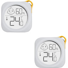 Pack of 2 - OPPERD Hygrometer & Room Thermometer - Small Digital Humidity Meter with Precise Thermometer Inside, Practical Moisture Meter for Bedroom, Children's Room, Living Room