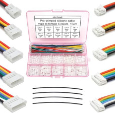 elechawk ZH 1,5 mm vyriškos moteriškos jungtys ir 28AWG silikoninio kabelio rinkinys, 2/3/4/5/5/6 kontaktų korpusas, JST adapterio kabelių jungtys su 160 mm ilgio laidų kabeliu