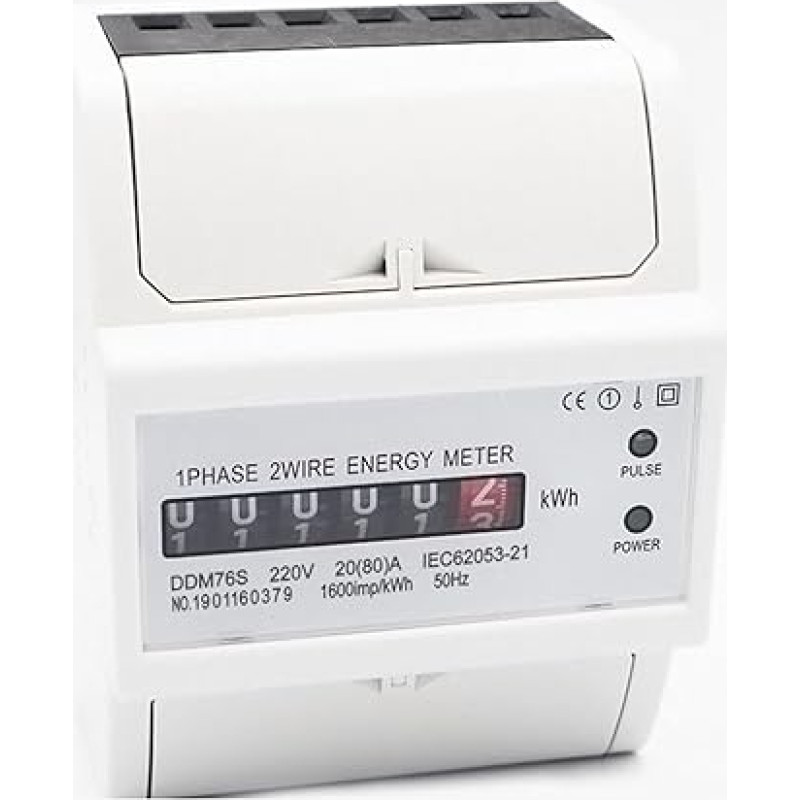 KIXZSAZ DIN Schienen Stromzähler, Kunststoffgehäuse, einphasig, zweiadrig, 220 V/230 V, Ziffernanzeige, Doppel LED, Wattmeter