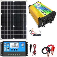 Solar-Stromversorgung - Controller und Wechselrichter des Solarpanels mit 3000 W | Solar-Home-Set, Solar-Wechselrichter 3000 W, doppelte USB-Anschlüsse mit Schnellladung