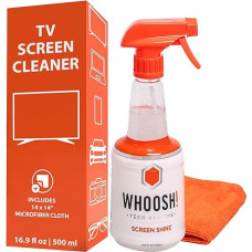 WHOOSH! Didelio ekrano valiklio purškalo ir šluostės rinkinys, 500 ml + 1 mikropluošto šluostė - televizoriui, nešiojamajam kompiuteriui, 