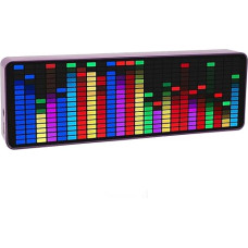 LED Sound Level Meter, Music Spectrum Display, 384 LEDs, 1624 Segments, Rhythm, Light Level, Voice Sensor, Pickup Analyzer with Clock, 20 Dynamic 7 Colors, Default