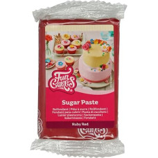 FunCakes Ruby Red Rolling Fondant - Easy to Use, Smooth, Flexible, Soft and Bendy, Perfect for Decorating Cakes, Halal, Kosher and Gluten Free, 250g