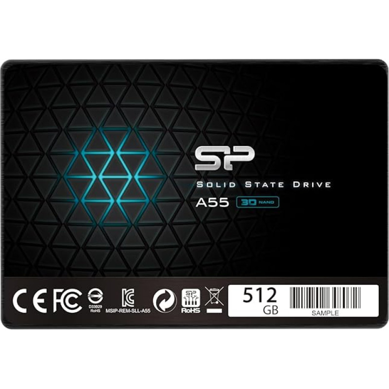 Silicon Power-512GB SSD 3D NAND A55 SLC Cache Performance Boost SATA III 2,5