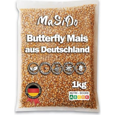 MSD MaSiDo MaSiDo Premium Popcorn kukurūzai iš Vokietijos, Butterfly kukurūzų laikymo pakuotė, be GMO, veganiški, be glitimo, be laktozės (1 kg pakuotė)