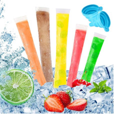 CHENYU Pakuotė iš 250 vandens ledo maišelių BPA-Free vandens ledų formelės su 2 piltuvėliais Popsicle maišeliai, skirti stovyklavimui, piknikui, vaikų vakarėliams ir naminiams ledams keliaujant Skaidrus