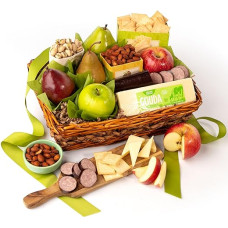 Fruitfully Geschenkkorb für Obst, Käse & Fleisch, klassischer Geschenkkorb für Vatertag, Geburtstag, Dankeschön, Trauer