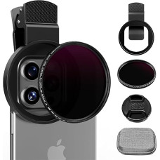 52 mm kintamas ND2-ND400 filtras su patobulintu mobiliojo telefono spaustuku, neutralaus tankio filtro objektyvas, skirtas 