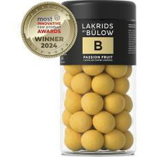 LAKRIDS BY BÜLOW - B - Pasifloros, 295 g, daniški saldžiosios saldymedžio rutuliukai, saldus saldžiosios saldymedžio branduolys, įvyniotas į baltąjį šokoladą ir pasiflorą