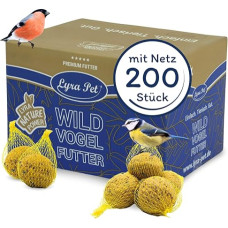 Lyra Pet® 200 Fat Balls in Net 90 g = 18 kg Energy Dispenser for Wild Birds Bird Food All Year Round Nutrient Rich Wild Bird Food Fat Food for Summer and Winter with Net for Hanging