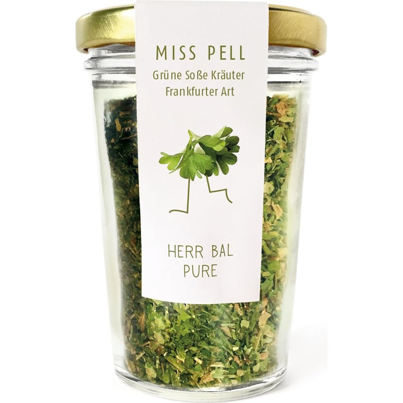 HERR BAL PURE Frankfurto žaliasis padažas Meninis žolelių mišinys | MISS PELL Grie padažas Kultinis žolelių mišinys didelėje stiklinėje 14 g