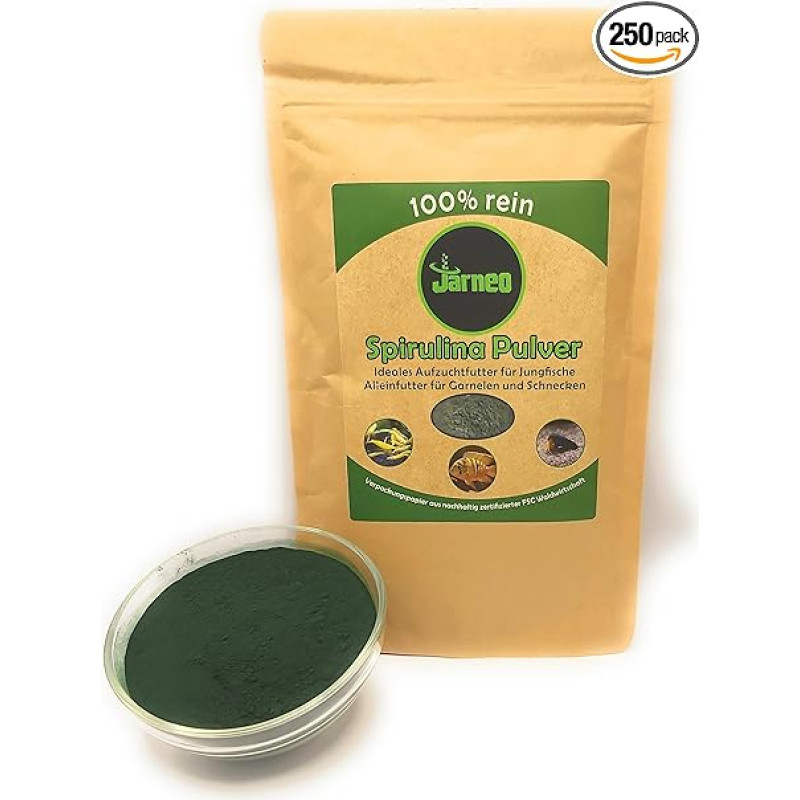 Spirulinos milteliai 100% gryni (250g) Žuvų maistas, krevečių maistas, auginimo maistas, sraigių maistas