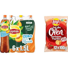 Refreshing Iced Tea and Crispy Chips: Lipton Ice Tea Zero Peach (6 x 1.5L) & Lay's Oven Roasted Peppers (12 x 100 g)