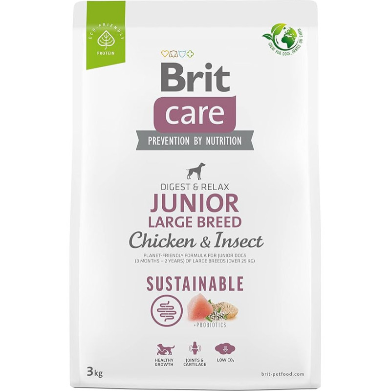 Brit Care Dog Sustainable Junior Large Breed Chicken & Insect - sausas maistas šunims - 3 kg
