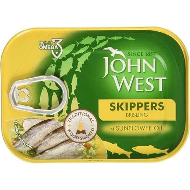 John West Skippers Wood Smoked Brisling in Sonnenblumenöl, 106 g