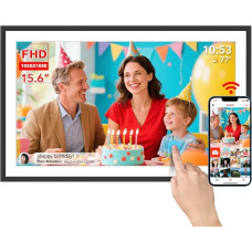FRAMEO Skaitmeninis nuotraukų rėmelis 15,6 colio itin didelis WiFi skaitmeninis nuotraukų rėmelis su 32 GB 1920 x 1080 IPS HD jutiklinis ekranas Stalinis ir sieninis tvirtinimas Dalinkitės savo brangiomis akimirkomis akimirksniu su 