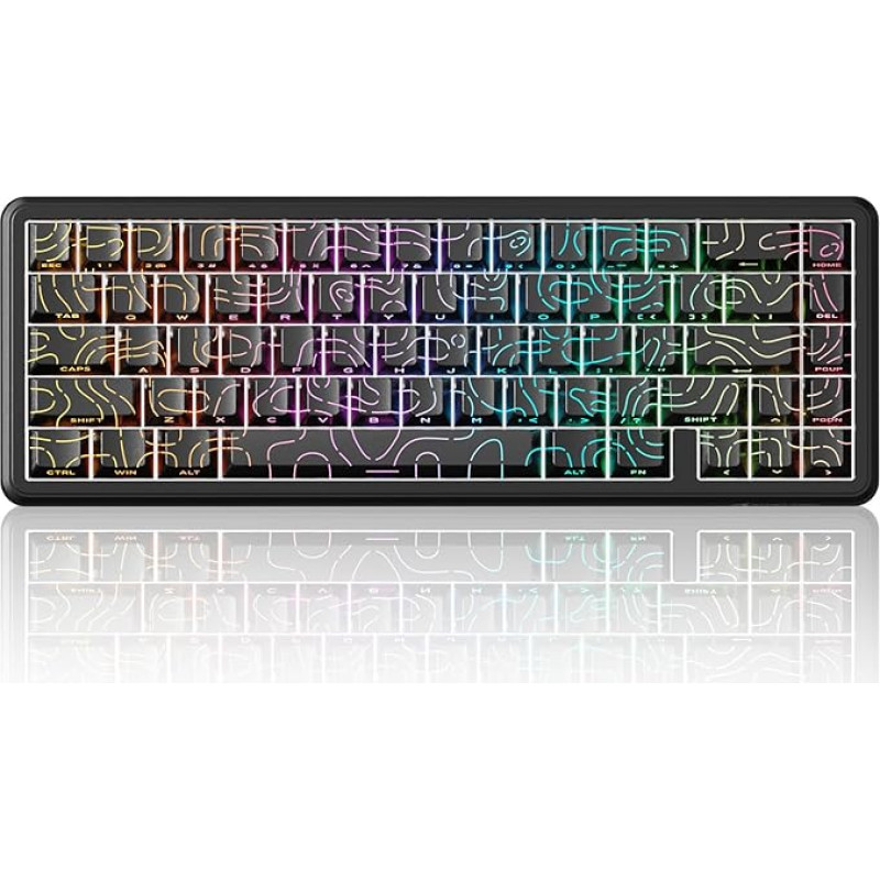 ATTACK SHARK X65 HE magnetinio jungiklio greitojo paleidimo klaviatūra, 65% laidinė žaidimų klaviatūra su 8000 Hz diskretizavimo dažniu, 0,01 mm RT tikslumu, PBT klavišais, QMK tvarkykle, RGB (juodi kontūrai)