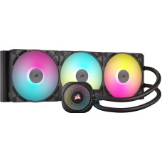 CORSAIR iCUE LINK Titan 420 RX RGB CPU Liquid Cooler - 420mm AIO - Low Noise - FlowDrive Cooler - Intel LGA 1851/1700, AMD AM5/AM4 - 3X RX140 RGB Fan - iCUE LINK System Hub - Black