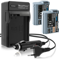 2 x Blumax baterija, suderinama su Nikon EN-EL15b [2040mAh] + įkroviklis EN-EL15c EN-EL15a EN-EL15, skirta D500 D800 D850 D7200 D7500 - Z8 Z7 II Z6 II Z5 Zf
