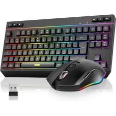 RedThunder K20 TKL Wireless Gaming Keyboard, Adjustable RGB Backlight and Rechargeable Battery, Compact Design with QWERTY ES Layout and 6 Multimedia Keys, USB Keyboard for PC/Mac