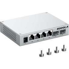 SODOLA 2,5 Gbit valdomas komutatorius, 4 x 2,5G Base-T prievadai, 2 x 10G SFP+, aliumininis aušinimas ir magnetinės kojelės - LACP/QoS/VLAN/IGMP žiniatinklio valdomas daugiagigabitinis komutatorius, skirtas namų laboratorijoms ir profesionaliems tinklams