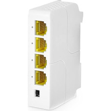 MokerLink 4 Port Gigabit PoE Extender, IEEE 802.3 af/at PoE Repeater, 10/100/1000Mbps, 1 PoE in 3 PoE Out, Wall Connection DIN Rail Mount POE Passthrough Switch