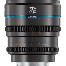 SIRUI Night Walker 24 mm kinematografinis objektyvas su rankiniu fokusavimu, T1.2 didelės diafragmos objektyvas ir S35 kadro pagrindinis objektyvas, skirtas E montavimo fotoaparatams, FX30, ZV-E10, A6400, A6700 (MS24E-G, pilka)