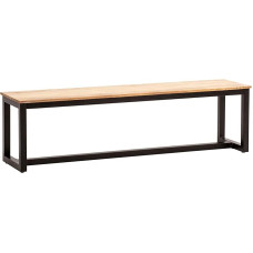 FineBuy Valgomojo suolas 180 x 40 x 45 cm Akacijų medžio masyvo metalo palėpės stiliaus valgomojo stalo suolas Medinis suolas Kietas be atlošo Virtuvės suolas Valgomojo suolas Pramoninis suolas Didelis