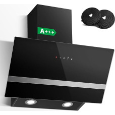 SNDOAS gartraukis 60 cm, ištraukimo/cirkuliacijos su LED, 400 m³/h oro srautas, 3 greičiai, 58 dB tylus, kampinis gartraukis, A+++ energinis efektyvumas, sieninis ištraukiamasis gartraukis, juodas