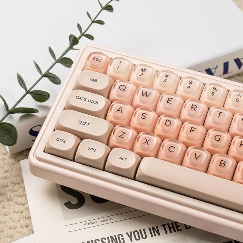 130 klavišų PBT Doubleshot Keycaps MOA profilio rausvos spalvos klavišų rinkinys, tinkamas 61/64/87/104/108 mechaninei klaviatūrai Cherry Mx Switch