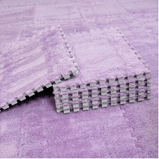 ouxei 28 Stück Ineinander Greifende Plüschschaum-Fußmatten Mit Rand, 12 X 12 Zoll, 0,4 Zoll, Weiche Quadratische Fliesen Für Zuhause(Light Purple)