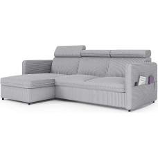 GREKPOL Sofa su miego funkcija 160 x 220 cm - Šviesiai pilka sofos lova - Kampinė sofa su miego funkcija ir lovos dėže - Sofa lova su lovos dėže
