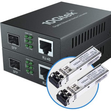 2 x Gigabit Ethernet medijos keitiklis su 1GB SFP SX LC daugiamodžiu moduliu iš 10/100/1000M RJ45 į 1000Base-SX iki 550 m su JK maitinimo šaltiniu