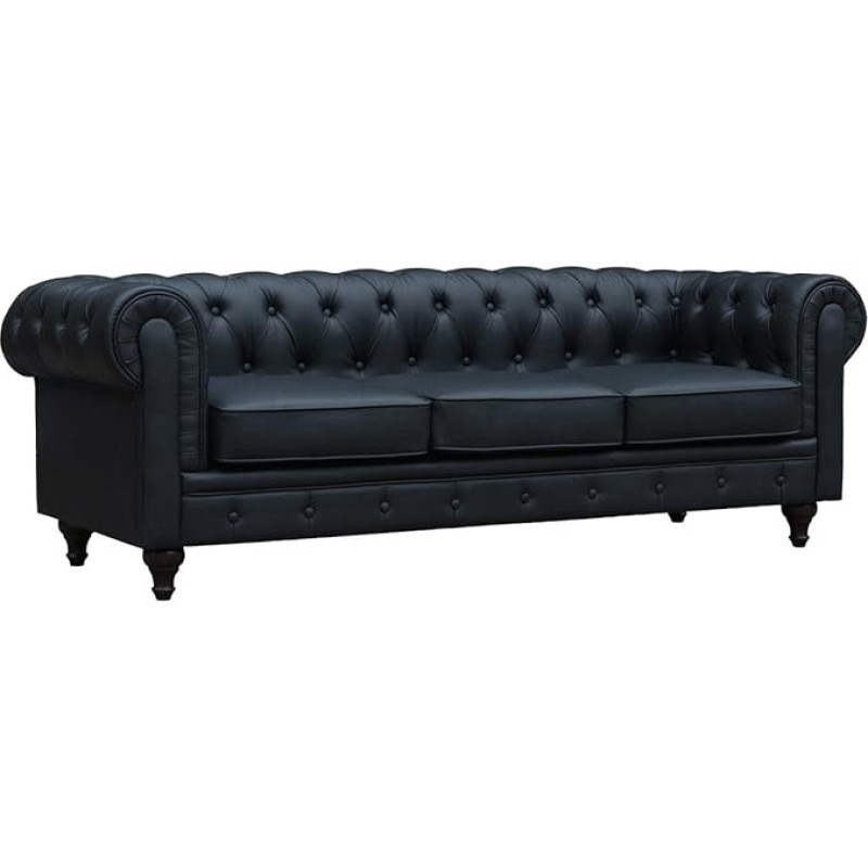 Habitat et jardin Chesterfield Aliza sofa be reguliavimo - 208 x 82 x 70 cm - 3 sėdimos vietos - Juoda