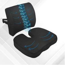 AURANID Orthopädisches viskoelastisches Kissen - Kissen für die Lendenwirbelsäule und Lendenwirbelstütze - Verwendung auf Bürostuhl, Rollen oder Auto