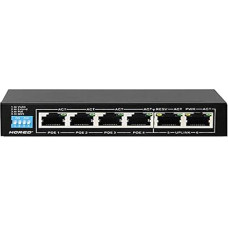 Hored AI106G Gigabit Poe Smart Switch with 6 Ports, 4 Poe Ports, 802.3af, 802.3at, 48V, 60W, Transmission up to 250 Meters, Smart Functions
