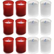 AROMATIS - Set of 6 Red Candles + 6 White Candles 6.5 x 4.7 (Diameter) cm (2.56 x 1.85 Inches) - Votive Candle - Liturgical Candle Wishes - Burning Time 24 Hours