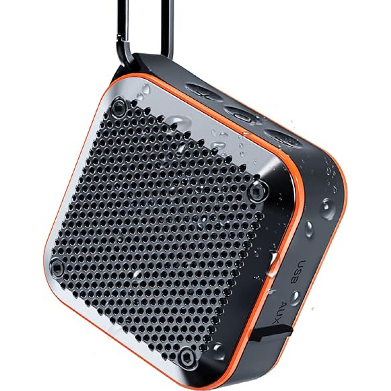 Portable Bluetooth Speaker, Small Portable Wireless Speaker, 8-Hour Stereo Playback TWS, IPX7 Waterproof, Suitable for Shower, Outdoor Travel, Party, Beach Boat, Camping (Orange)