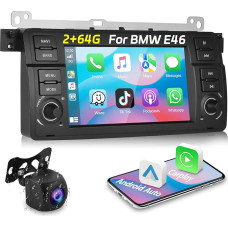 Podofo Car Radio for BMW E46 Touring 1998-2006 with Wireless Apple CarPlay Android Car 2+32G Android 13 7 Inch Android Radio Car Radio with GPS Navigation RDS/FM Radio BT WiFi HiFi & Reversing Camera