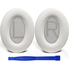 SoloWIT Replacement Ear Pads for Bose QuietComfort 35 (QC35) & Quiet Comfort 35 II (QC35 ii) Headphones, Ear Pads with Softer Lambskin, Noise Isolation Foam, Extra Thickness (Brilliant White)