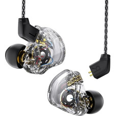 CCZ Melody Headphones Yinyoo Hybrid 1ba 1DD HiFi in Ear Monitors, Deep Bass Lightweight In-Ear Headphones IEM with 4N Cable for Musician/Drummer/Bassist/Guitarist (Clear Black, without Microphone)