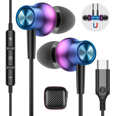 USB C Headphones for Samsung Galaxy A53 A54 A34 A33 A55 A35 S24 S23 S21 FE Pixel 9 8 Pro 7a Headphones with Microphone In-Ear Headphones with Cable Earphones USB Type C Headphones for iPhone 16 15 Pro