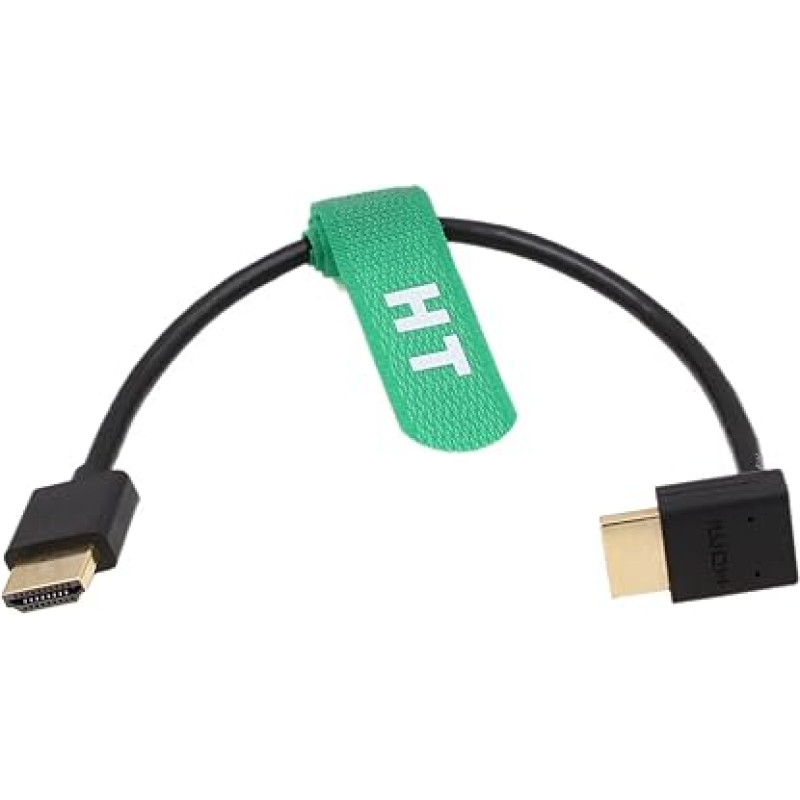 HangTon HDMI 4K 60p UHD Cable for Ronin Teradek Atomos Shinobi Monitor ZCAM E2 Sony F55 S1H Nikon Z9 Camera BMPCC 6K Type A HDMI 2.0 Down Angle 25 cm