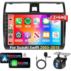 2+64G podofo 10 Inch Car Radio for Suzuki Swift 2003-2010 Android 13 Wireless Carplay Android Car, 2 DIN Radio Bluetooth with Touchscreen WiFi/Navi+ AHD Reversing Camera HiFi/RDS/FM DAB+