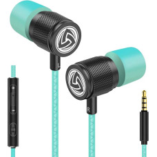 LUDOS Ultra In-Ear Headphones with Cable and Microphone, Crystal Clear Sound, Balanced Treble and Lows, Memory Foam, Durable Cable, Bass, Volume Control, Earphones for Mobile Phone