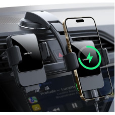 2-in-1: Qi 15 W car holder with charging function, CAFELE, automatic induction, mobile phone holder, car inductive charging for suction cup/air vents, wireless car charger for iPhone/Galaxy etc