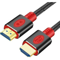 SHULIANCABLE 8K HDMI Cable, HDMI 2.1 Cable 48 Gbps 8K @ 60Hz, 4K @ 120Hz, with DSC High Speed Ethernet, for Monitor, Projector, Blu Ray PS4 Xbox (5M, Red)