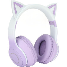 Focket Bluetooth Headphones, Cat Ear Headphones with Microphone, 7 LED Light Up Wireless Headphones with Volume Control, Foldable Gaming Headset for Children Adults 15H Playtime PC TV Lapt (Purple)